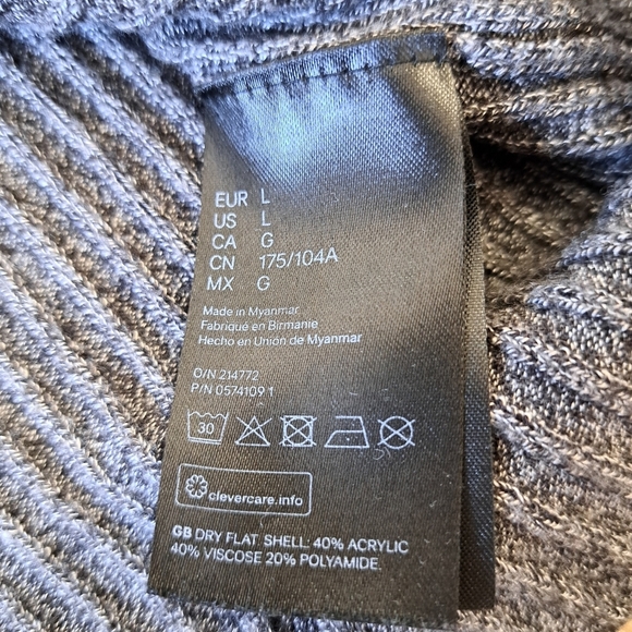 H&M Divided Sweater Women's Large Heathered Grey Ribbed Long Sleeve Top - Picture 9 of 10